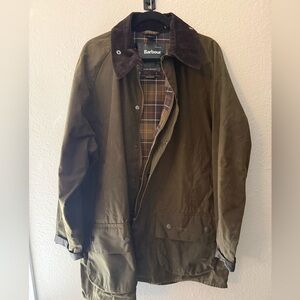 Barbour Olive Brown Waxed Cotton Performance Jacket with Corduroy Collar